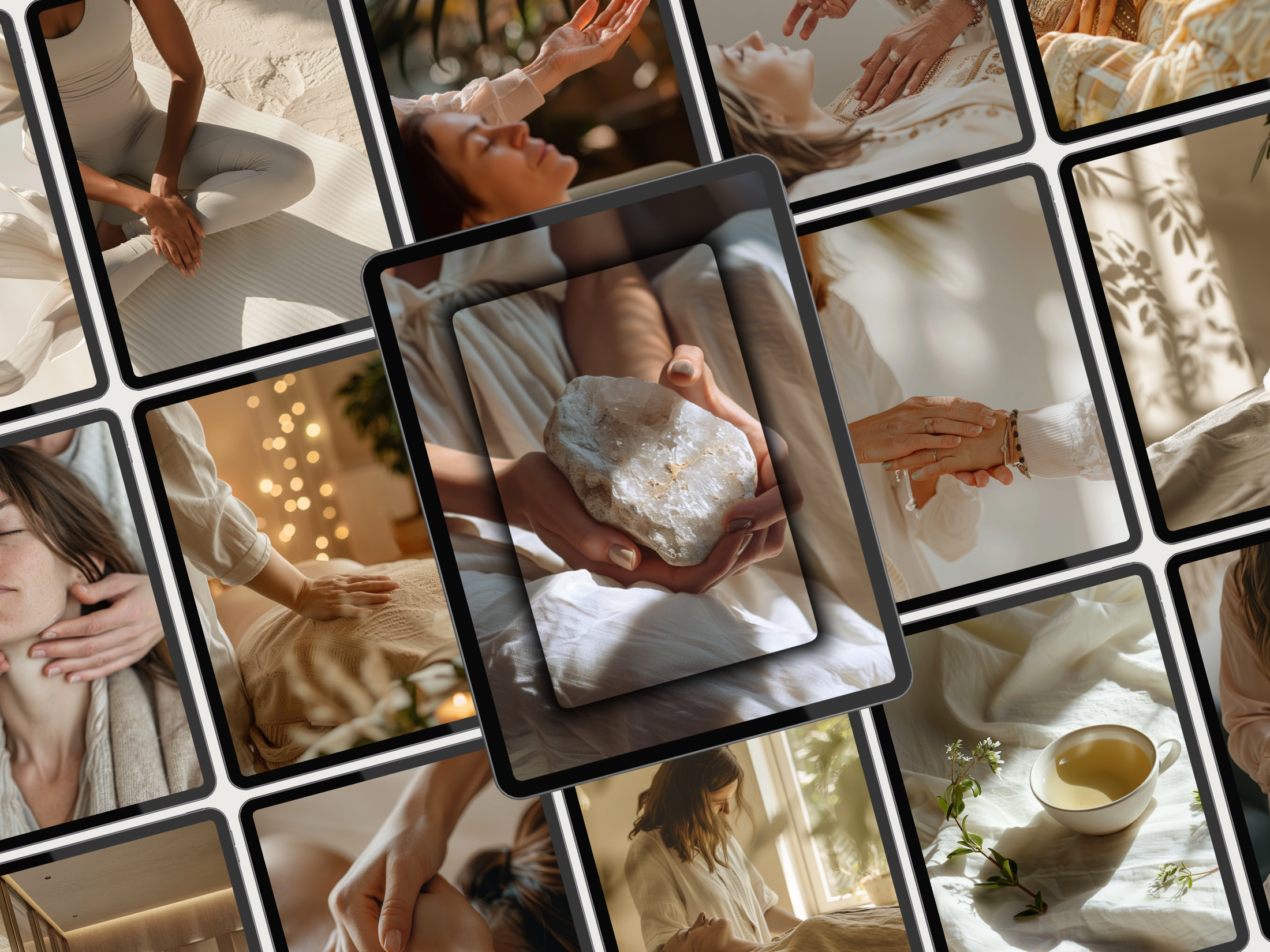 Collage preview of Healing Aura stock images, showcasing a variety of wellness and healing-themed visuals.