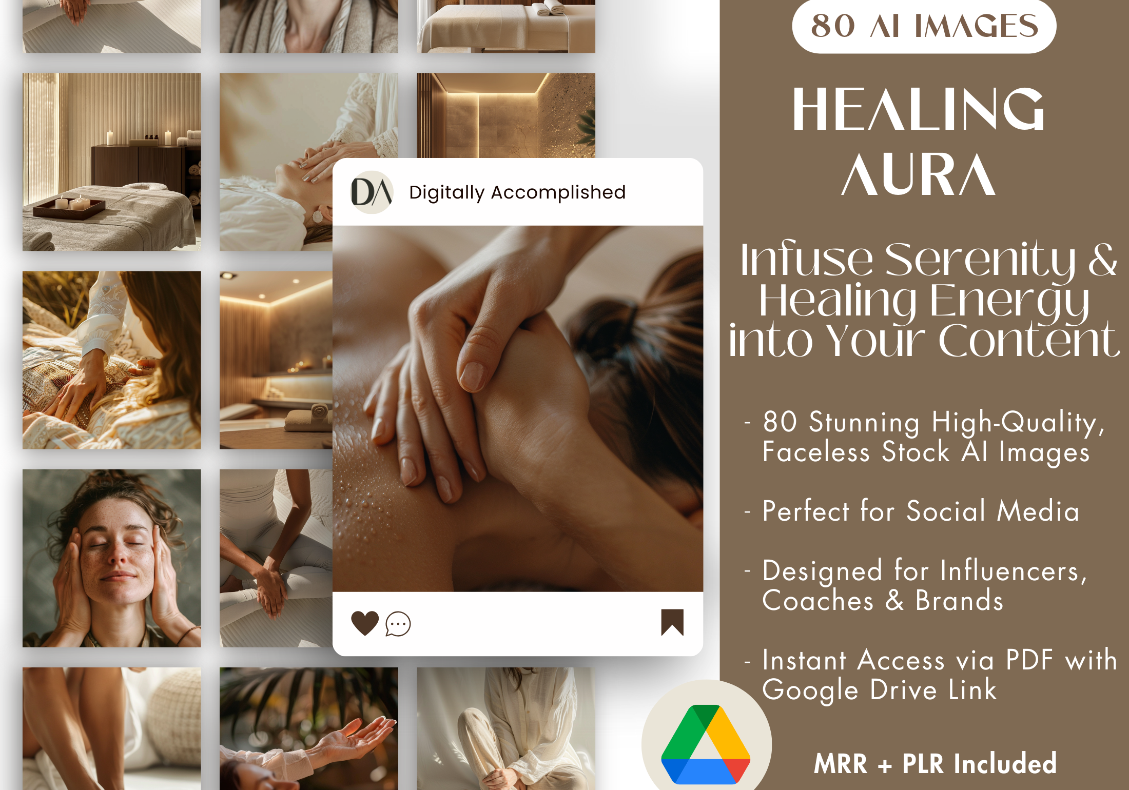 Cover image for Healing Aura - 80 AI Stock Images Bundle, featuring serene and healing vibes for social media content.