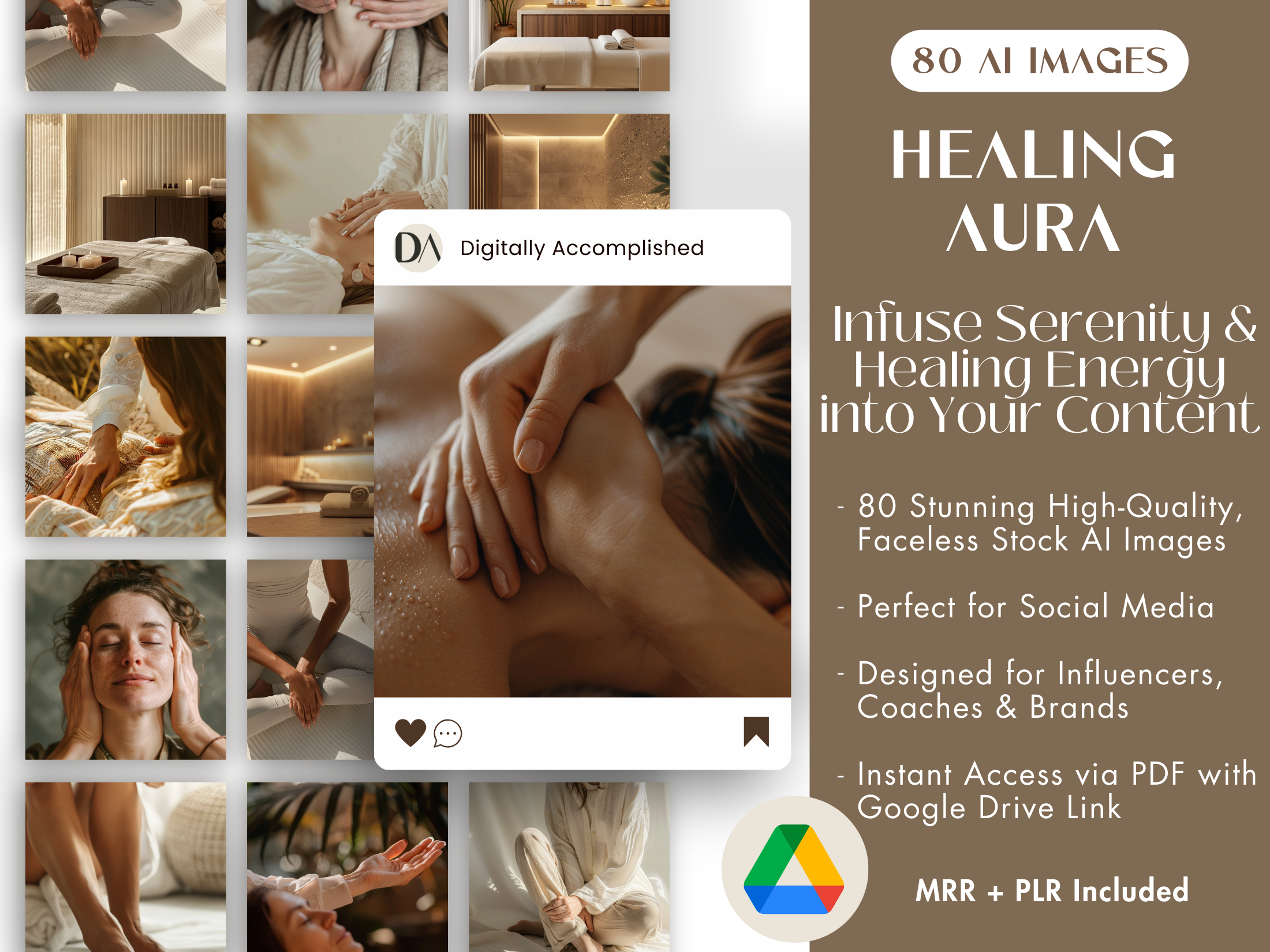 Cover image for Healing Aura - 80 AI Stock Images Bundle, featuring serene and healing vibes for social media content.