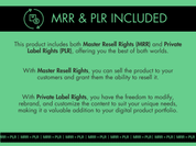 Details on the Master Resell Rights (MRR) and Private Label Rights (PLR) included in the "Leafy Dreams" stock photo bundle, emphasizing the lush green aesthetic.