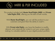 Details on the MRR & PLR rights included with the Mediterranean Dreamscape collection, emphasizing rebranding and resale options.