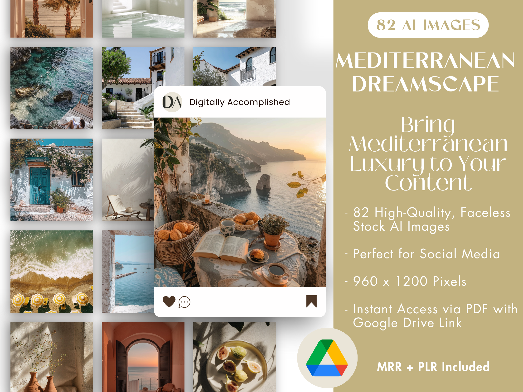 Overview image of the Mediterranean Dreamscape collection, highlighting a peaceful seaside villa with coastal elements.