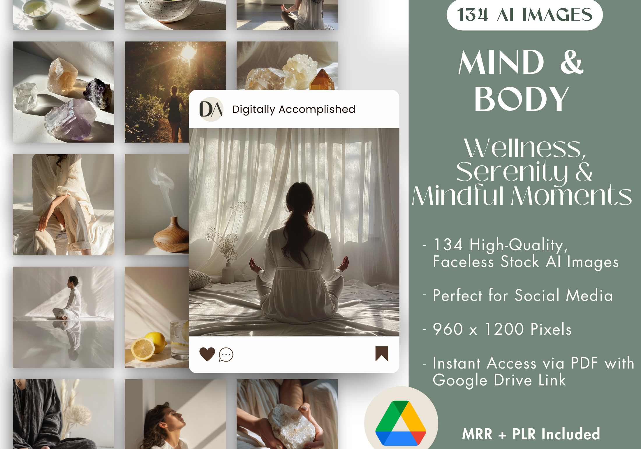 Cover image showcasing the "Mind & Body" wellness stock photo bundle, highlighting the serene and mindful theme.