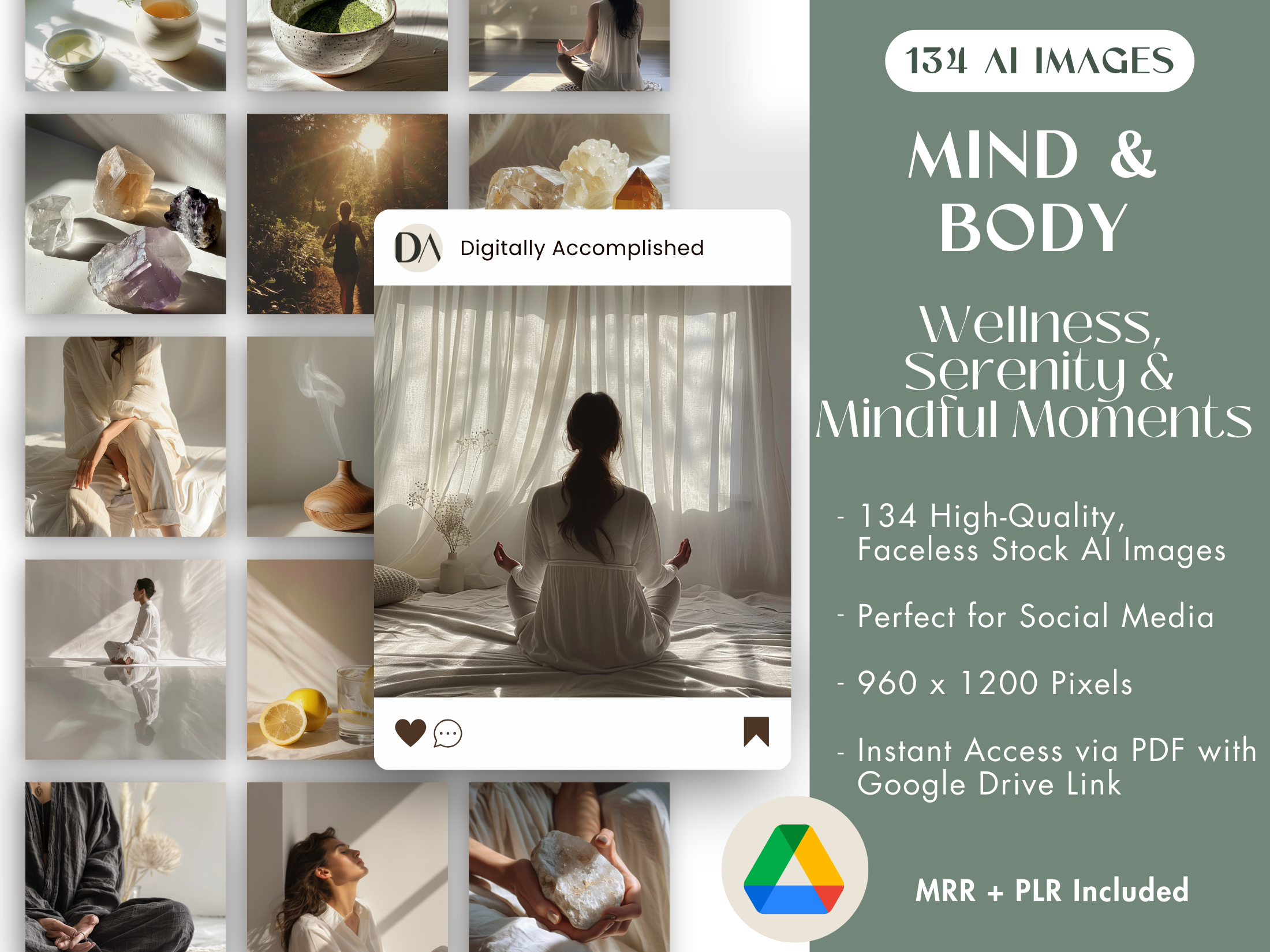 Cover image showcasing the "Mind & Body" wellness stock photo bundle, highlighting the serene and mindful theme.