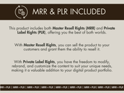 Information about Master Resell Rights (MRR) and Private Label Rights (PLR) included with the minimalist beige stock image bundle.