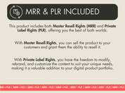 Image highlighting the MRR and PLR included with the 70 Motherhood Faceless Stock Videos, explaining the resell and customization rights.