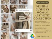 Overview of the Neutral Business Woman Aesthetic Collection, highlighting the minimalistic and professional tone of the images.