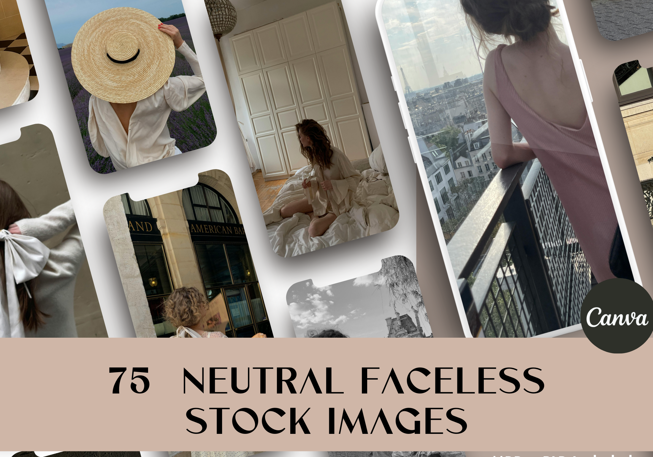 Cover image for the 75 Neutral Faceless Stock Images, displaying a serene and minimalistic aesthetic.