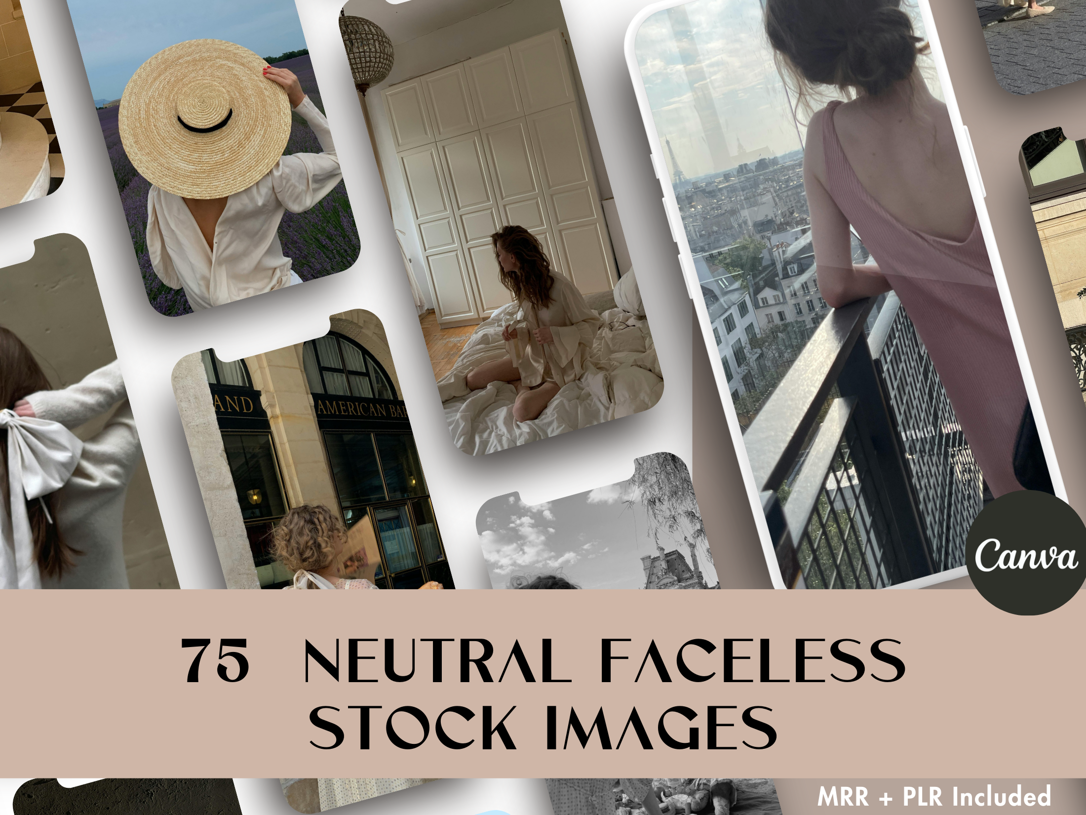 Cover image for the 75 Neutral Faceless Stock Images, displaying a serene and minimalistic aesthetic.