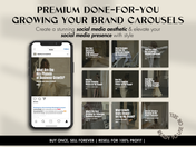 Promotional image showcasing the premium done-for-you Instagram carousels, designed for growing brand presence with style.