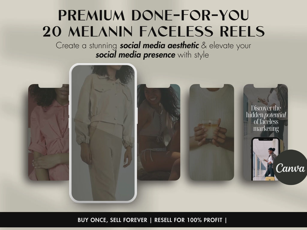 Video preview of melanin-themed faceless Instagram reels, showcasing dynamic content for online marketing.