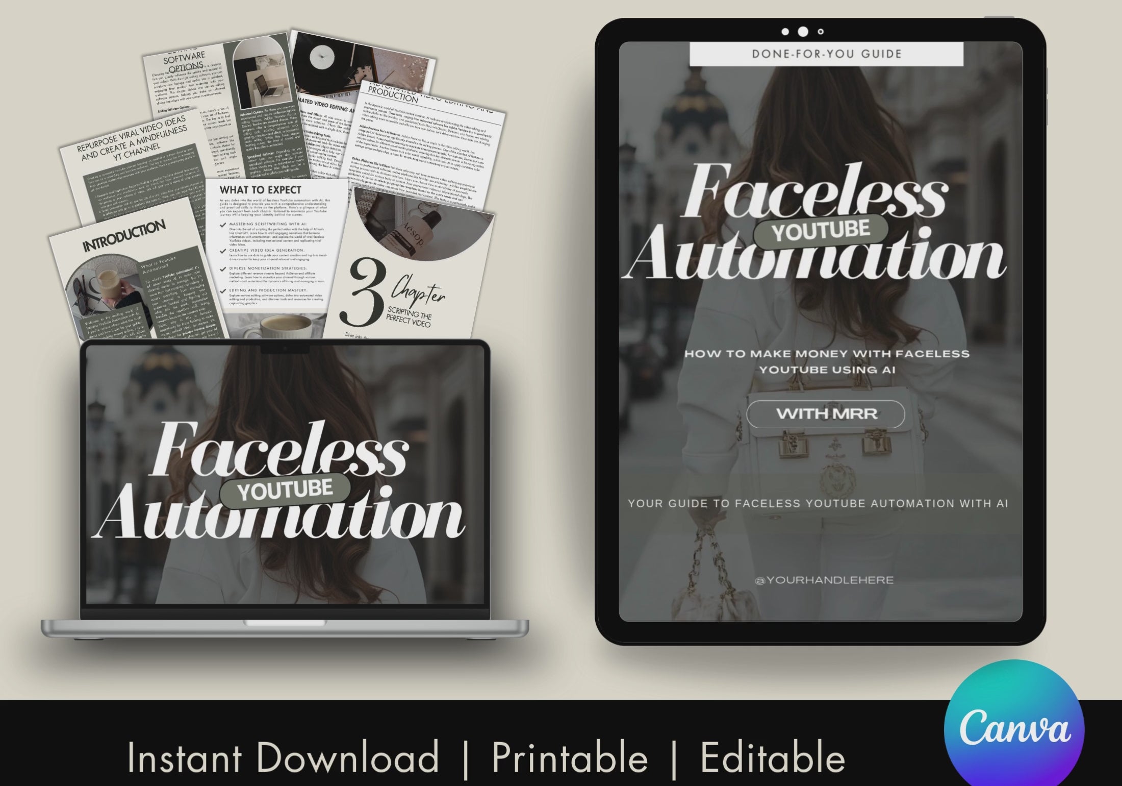 Video showing The Faceless YouTube Automation guide page by page