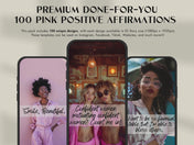 Promotional video showcasing the variety and design of the 100 Pink Positive Affirmations Instagram Story templates.